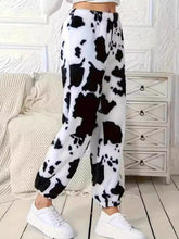 Load image into Gallery viewer, Fuzzy Cow Print Elastic Waist Pants
