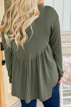 Load image into Gallery viewer, Plus Size Peplum Round Neck Long Sleeve Blouse
