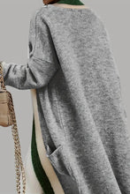 Load image into Gallery viewer, Pocketed Contrast Long Sleeve Hooded Cardigan
