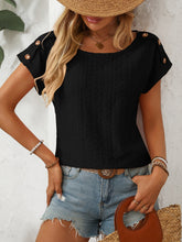 Load image into Gallery viewer, Mandy Eyelet Round Neck Short Sleeve Top
