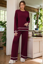 Load image into Gallery viewer, High-Low Round Neck Top and Pants Sweater Set
