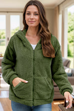 Load image into Gallery viewer, Zip Up Long Sleeve Fuzzy Hooded Outerwear
