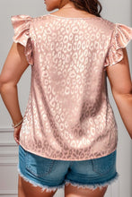 Load image into Gallery viewer, Plus Size Ruffled Leopard Round Neck Blouse
