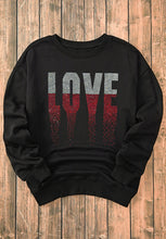 Load image into Gallery viewer, Rhinestone LOVE Round Neck Long Sleeve Sweatshirt

