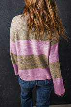 Load image into Gallery viewer, Color Block Round Neck Long Sleeve Sweater
