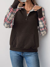 Load image into Gallery viewer, Perfee Plaid Half Zip Long Sleeve Sweatshirt
