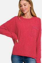 Load image into Gallery viewer, Zenana Full Size Contrast Stitching Brushed Ribbed Hacci Knit Top

