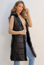 Load image into Gallery viewer, Longline Hooded Sleeveless Puffer Vest
