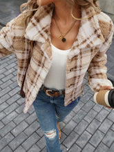 Load image into Gallery viewer, Plaid Button Up Collared Neck Long Sleeve Jacket

