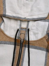 Load image into Gallery viewer, Drawstring Plaid Zip Up Long Sleeve Hooded Outerwear
