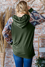 Load image into Gallery viewer, Heimish Full Size Half Button Printed Long Sleeve Hooded Top
