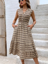 Load image into Gallery viewer, Printed Johnny Collar Midi Dress
