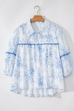 Load image into Gallery viewer, Printed Tie Neck Three-Quarter Sleeve Blouse
