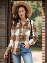 Load image into Gallery viewer, Full Size Pocketed Plaid Collared Neck Shacket
