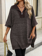 Load image into Gallery viewer, Slit Quarter Zip Half Sleeve Sweater
