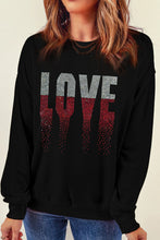 Load image into Gallery viewer, Rhinestone LOVE Round Neck Long Sleeve Sweatshirt
