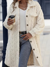 Load image into Gallery viewer, Fuzzy Button Up Long Sleeve Longline Coat
