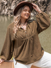 Load image into Gallery viewer, Plus Size Tie Neck Long Sleeve Blouse
