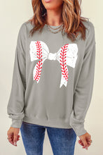 Load image into Gallery viewer, Bow Graphic Round Neck Long Sleeve Sweatshirt
