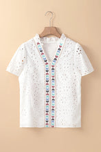 Load image into Gallery viewer, Eyelet Frill Short Sleeve Blouse
