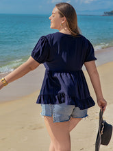 Load image into Gallery viewer, Plus Size Peplum V-Neck Short Sleeve Blouse
