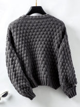 Load image into Gallery viewer, Cable-Knit Round Neck Long Sleeve Sweater
