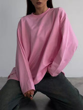 Load image into Gallery viewer, Round Neck Dropped Shoulder Long Sleeve T-Shirt
