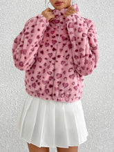 Load image into Gallery viewer, Leopard Zip Up Long Sleeve Furry Jacket
