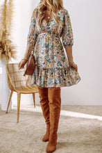 Load image into Gallery viewer, Printed V-Neck Half Sleeve Dress
