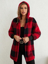 Load image into Gallery viewer, Plaid Long Sleeve Hooded Coat
