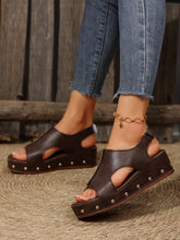 Load image into Gallery viewer, PU Leather Studded Wedge Sandals
