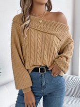 Load image into Gallery viewer, Cable-Knit One Shoulder Long Sleeve Sweater
