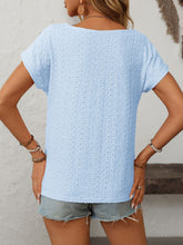 Load image into Gallery viewer, Mandy Eyelet Round Neck Short Sleeve Top
