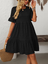 Load image into Gallery viewer, Mandy Ruffled Ruched Round Neck Half Sleeve Dress
