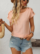Load image into Gallery viewer, Mandy Eyelet Round Neck Short Sleeve Top
