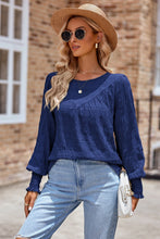 Load image into Gallery viewer, Ruched Round Neck Lantern Sleeve Blouse
