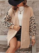 Load image into Gallery viewer, Pocketed Leopard Open Front Cardigan
