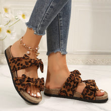 Load image into Gallery viewer, Leopard Double Bow Open Toe Sandals
