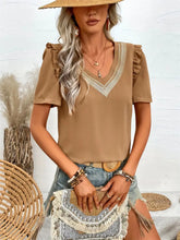 Load image into Gallery viewer, Ruffled V-Neck Short Sleeve Blouse
