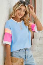 Load image into Gallery viewer, Lovelet Color Block Round Neck Half Sleeve T-Shirt
