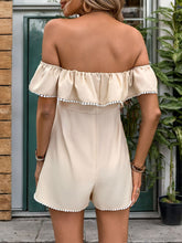 Load image into Gallery viewer, Tied Ruffled Off-Shoulder Short Sleeve Romper
