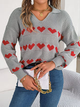 Load image into Gallery viewer, Heart Johnny Collar Long Sleeve Sweater
