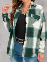 Load image into Gallery viewer, Full Size Pocketed Plaid Collared Neck Shacket
