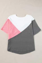 Load image into Gallery viewer, Color Block Round Neck Half Sleeve Top
