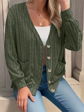 Load image into Gallery viewer, Full Size Button Up V-Neck Long Sleeve Cardigan
