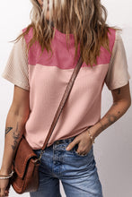 Load image into Gallery viewer, Color Block Round Neck Short Sleeve T-Shirt
