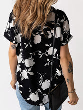 Load image into Gallery viewer, Full Size Printed Notched Short Sleeve Blouse
