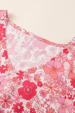 Load image into Gallery viewer, Floral V-Neck Three-Quarter Sleeve Blouse
