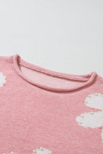 Load image into Gallery viewer, Pearl Trim Flower Round Neck Sweater

