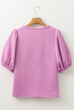 Load image into Gallery viewer, Textured Round Neck Puff Sleeve Blouse
